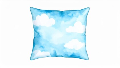 Obraz premium Dreamy blue cloud pillow, soft comfort and peaceful sleep for sweet dreams