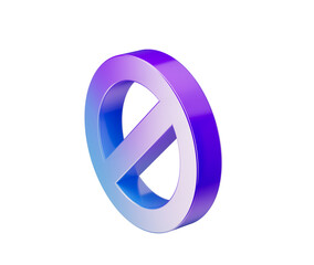 A sleek prohibition symbol with a gradient of blue and purple, signifying restriction.3d illustration