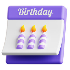 birthday calendar date 3d illustration