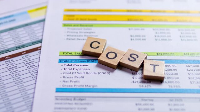 Detailed look at cost analysis documents highlighting revenue and expenses for better business decisions.