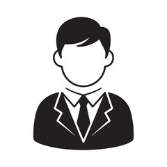 Businessman character vector icon illustration: a smiling person in a suit, perfect for office user profile design