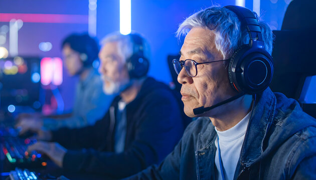 ゲームをする老人