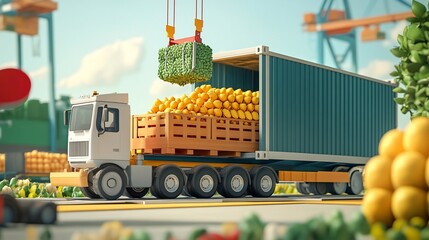 Fresh produce being loaded onto a delivery truck for distribution