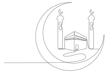 vector illustration of a Kaaba, kaaba lineart