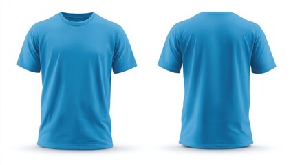Plain Light Blue T Shirt Mockup Front and Back View for Design Presentation