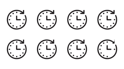 Fototapeta premium A vector set of five clock face icons illustrating time, perfect for business or design