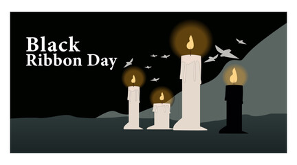 Somber Black Ribbon Day Vector Illustration Collection for Remembrance-02