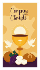 Reverent Corpus Christi Illustration with Bread, Wheat, and Chalice-02