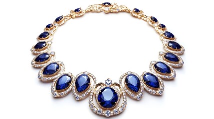 Obraz premium A stunning necklace featuring blue sapphires and sparkling diamonds, elegantly designed for a luxurious look.