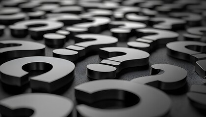 Dark question marks close-up
