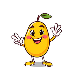 cute funny mango clipart, cartoon, mascot or character, mango fruit, high quality, HD,Joyful Cartoon