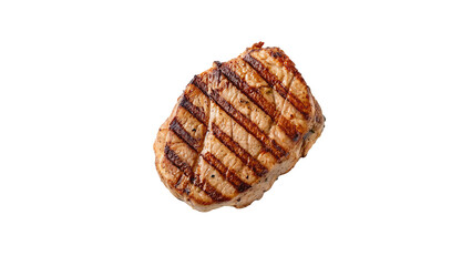 Grilled Pork Steak isolated on transparent background crispy grill marks 