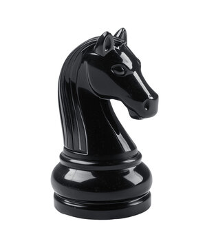Black knight chess piece with glossy finish