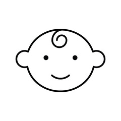 Happy little boy head icon. Simple outline style. Line symbol isolated. Face of baby boy.