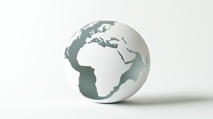 Fototapeta premium 3D Illustration of Minimalist White Globe with Africa Continent Highlighted on Light Background for Global Representation and Environmental Concept