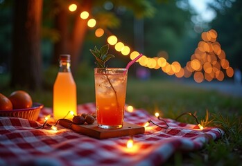 Vibrant Picnic with road during string lights