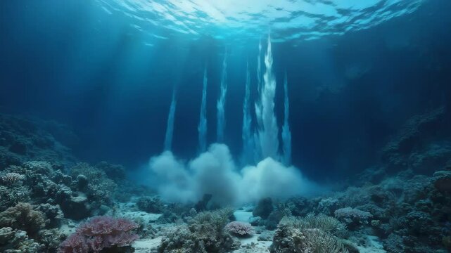 Submarine Sandfall: Sunlit Underwater Scene