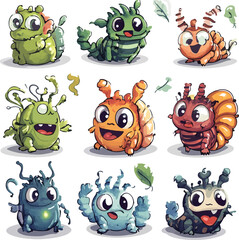 Obraz premium cartoon lemur,animal character set with various fun emotions and poses