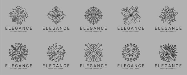 Set Collections of Luxurious Flower Elegance with Ornament and Decoration, Logo Design Vector Inspirations.