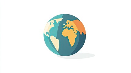 Naklejka premium Colorful Stylized Globe Illustration with Earth Continents and Vibrant Colors on a White Background for Eco and Travel Themes