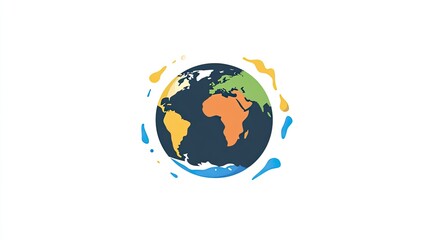 Fototapeta premium Colorful illustration of the Earth with vibrant splash effects, depicting continents and oceans, suitable for global awareness, nature themes, and more