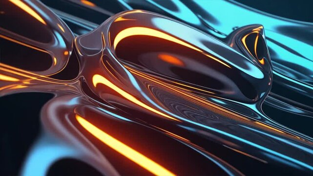 Futuristic 3D abstract shapes with flowing lines and metallic blue highlights. Perfect for concepts like innovation, fashion or energy fluidity. Melted glass