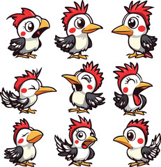 Obraz premium cartoon lemur,animal character set with various fun emotions and poses