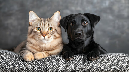 Friendly Cat and Dog Studio Portrait
