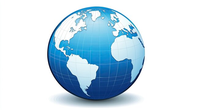 Earth globe illustration depicting continents with visible latitude and longitude lines on blue surface, ideal for educational and travel projects
