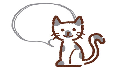 猫の吹き出し素材、手描き風、ベクター、イラスト