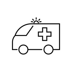 Emergency ambulance car icon with flashing light and medical cross, symbolizing urgent healthcare transport and services. Ideal for accident and emergency themes