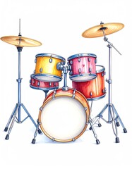 Colorful drum set for music enthusiasts.