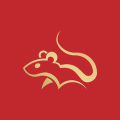 Chinese Zodiac Rat Logo: Lucky New Year Vector Design