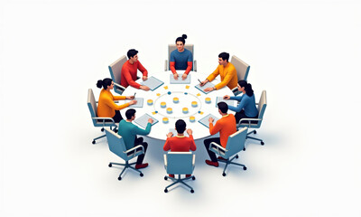 Diverse Team Brainstorming at Round Table - Inclusivity