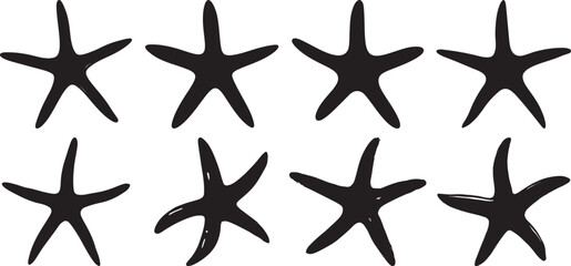 Starfish Silhouette Vector Set – Black Sea Star Icons Collection

