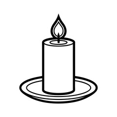 Simple line drawing of a candle on a plate