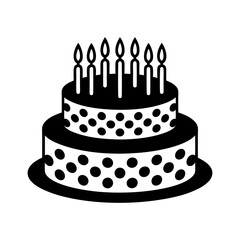 Two tiered birthday cake with candles and polka dots