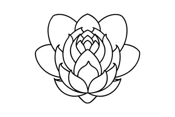 Simple line drawing of a lotus flower blossom