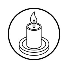 Simple line art icon of a burning candle
