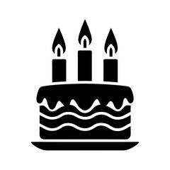 Three candles birthday cake icon graphic