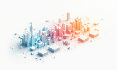 Abstract Cityscape, 3D Cubes, Tech Background - Abstract backgrounds