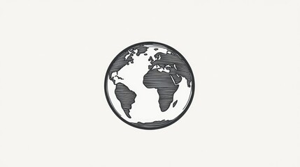 Fototapeta premium Hand-drawn Sketched Globe Illustration Representing Global Connectivity and World Geography in a Minimalist Style with Earth Tones and Simple Design