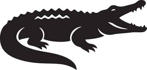 Black Crocodile Vector PNG Aggressive Alligator Silhouette & Reptile Icon Perfect for Logos Wildlife Designs & Brand Identity