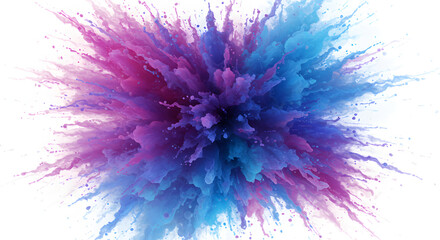 Obraz premium Explosion Of Colorful Dust Particles On A White Blank Canvas Backdrop