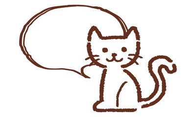猫の吹き出し素材、手描き風、ベクター、イラスト