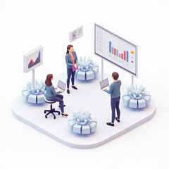Business Team Meeting 3D Illustration - Isometric illustrations