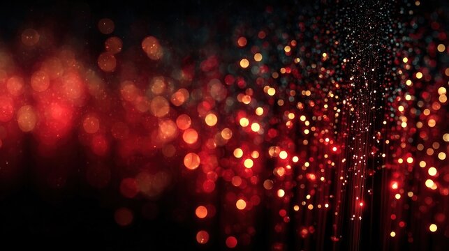 Black, dark red, ruby, garnet, cherry, and crimson abstract background with mesh grain, sparkling lights, glitter glow, fire-like flashes, and bright spot lines