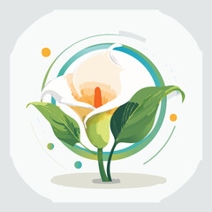 Calla Lily in a Whimsical Scene with Vibrant Swirl Motions All Around.