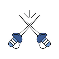 fencing lineal color line icon with white background vector stock illustration