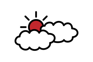 太陽と雲のシンプルなイラスト